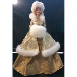 1995 Barbie Winter Fantasy Special Edition Doll #14123 White Gold Gown w/ Stand